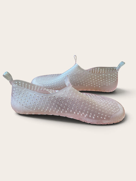 Souliers slip-on en gelée rose pale / vintage / taille 7,5