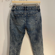 Jeans 3/4 broderies florales / aspect délavé / Suko Jeans / taille 4