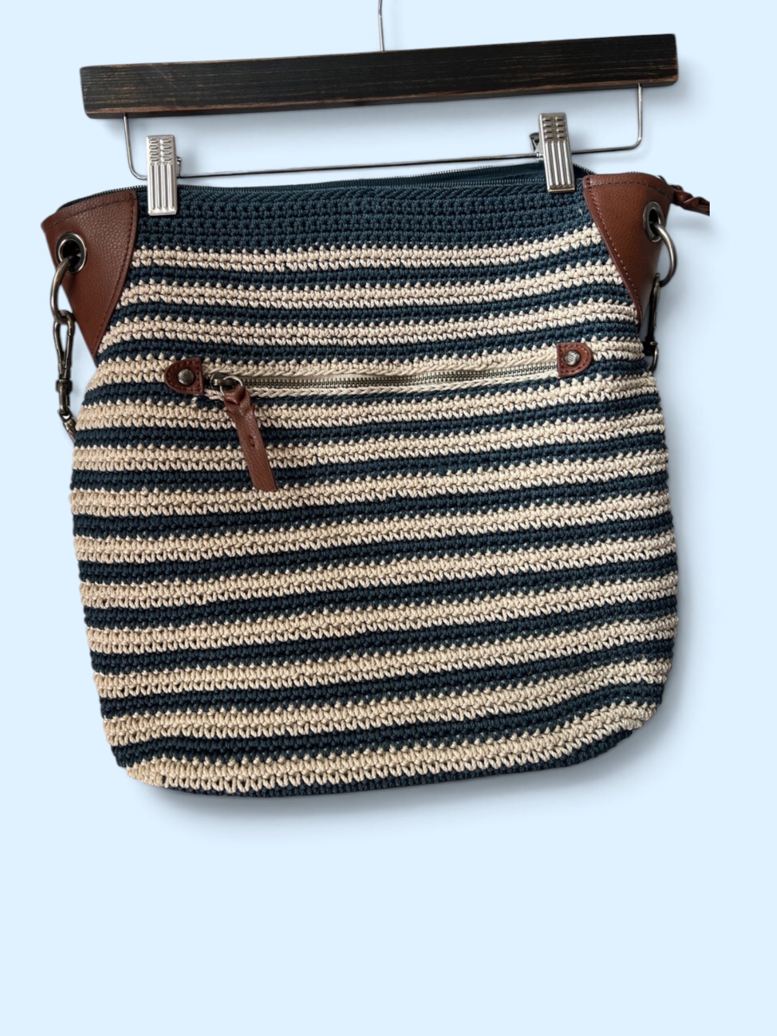 Sac tricot bleu et beige / The sak