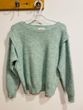 Chandail tricot vert menthe Grace & Mia - coupe oversize - encolure ronde - Taille Medium