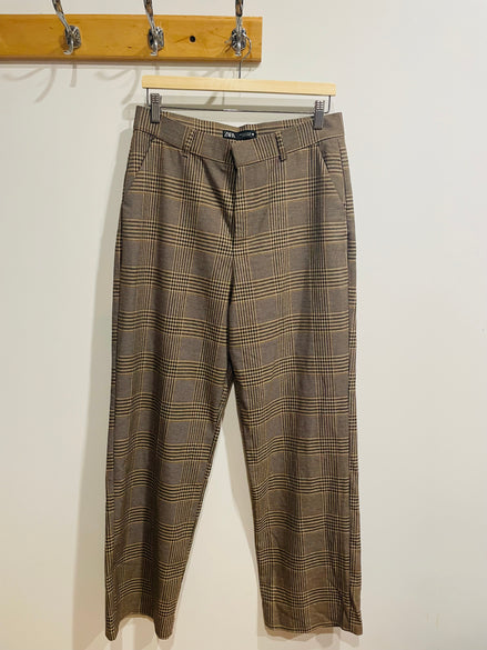 Pantalon brun à carreaux - Zara - Taille 30