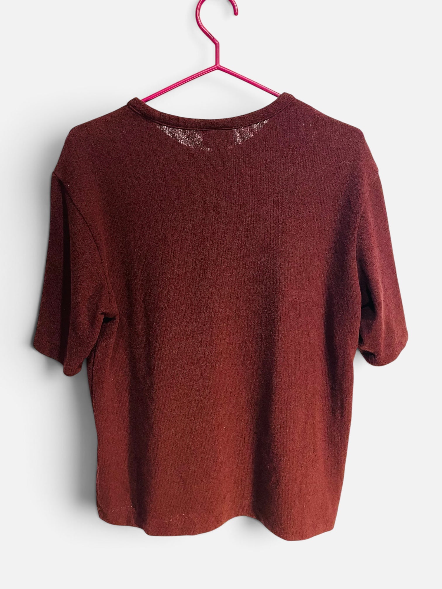 T-shirt texturé bourgogne coupe carrée / H&M / taille Small