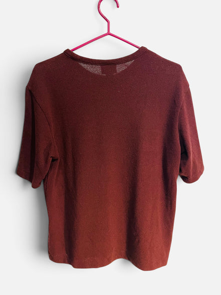 T-shirt texturé bourgogne coupe carrée / H&M / taille Small