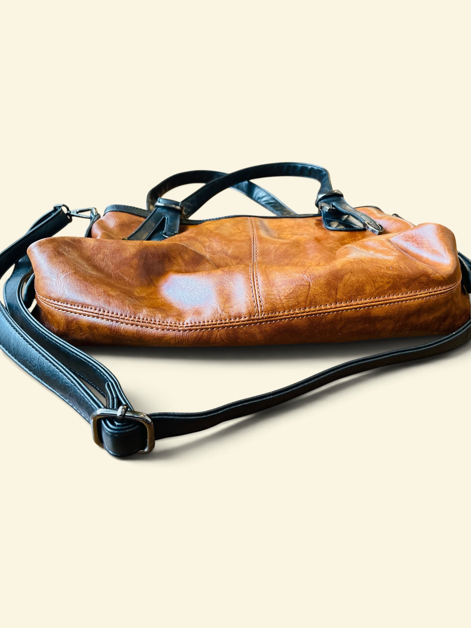 Sac cuir brun et noir / Bloom&co