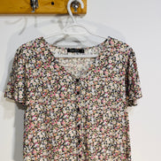 Chemise fleuri, manches courtes à volants / Paper Moon /Taille Medium