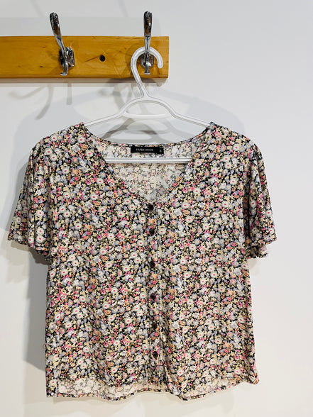 Chemise fleuri, manches courtes à volants / Paper Moon /Taille Medium