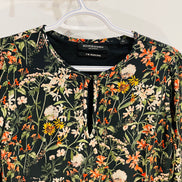 Robe noire et fleurie, courte, manches longues / Scotch & Soda / Taille small