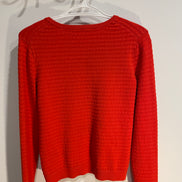 Cardigan rouge, texturé rayé / Grandeur Small à Medium
