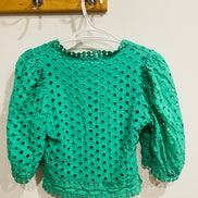 Haut crop top vert dentelle manches 3/4 - Miss Mia Mia - taille small