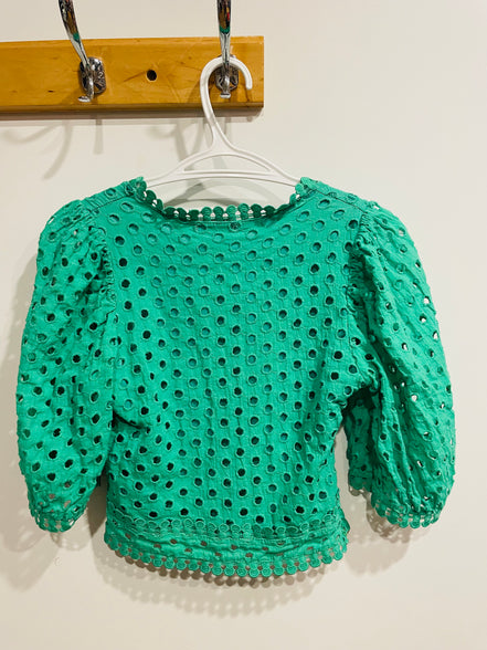 Haut crop top vert dentelle manches 3/4 - Miss Mia Mia - taille small