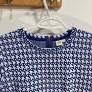 Chandail manches courtes, motifs géométriques bleus et blancs - Twik Simons - Taille Medium