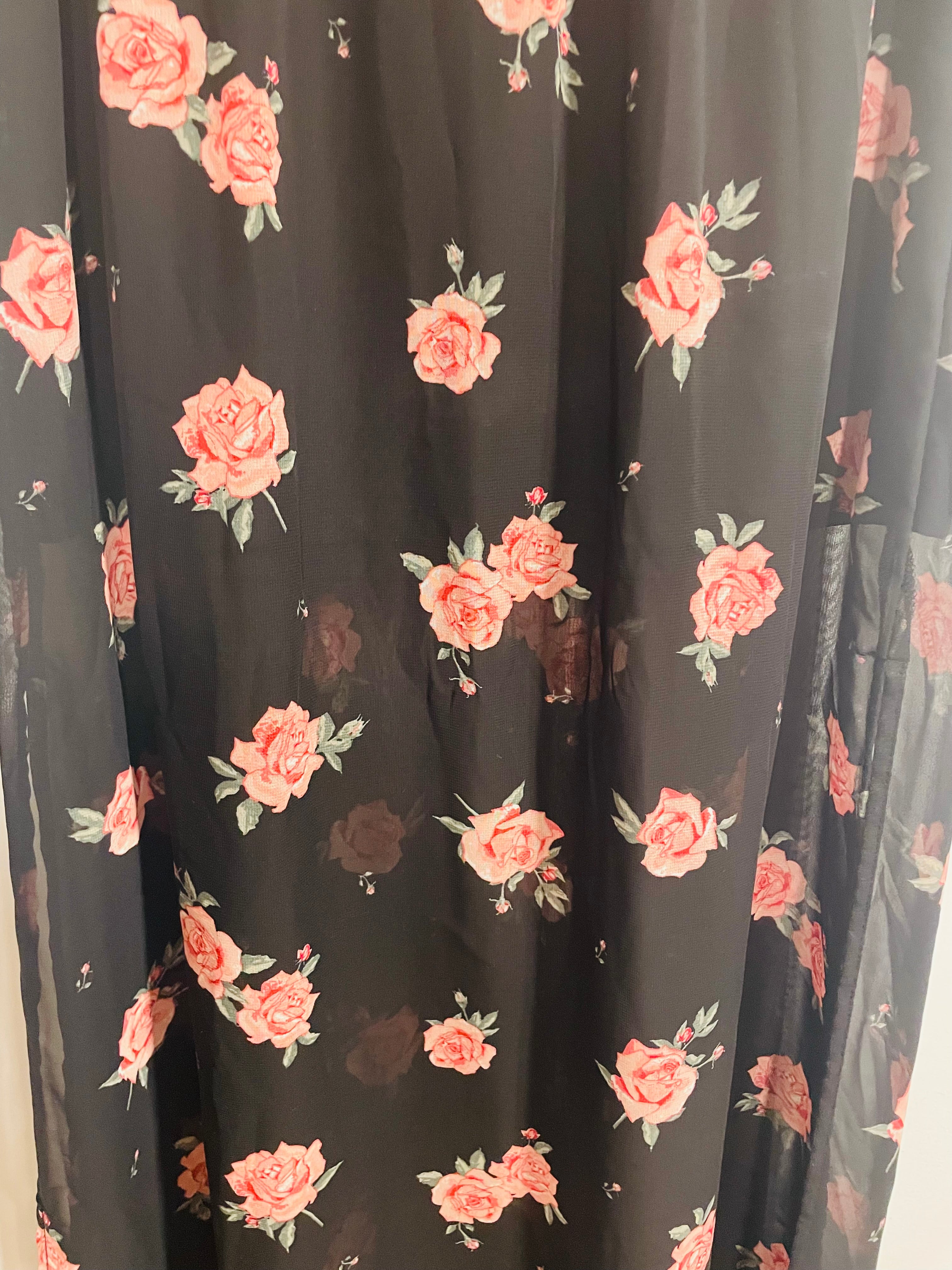 Jupe longue - taille élastique - motifs les roses - H&M Taille 4