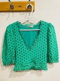 Haut crop top vert dentelle manches 3/4 - Miss Mia Mia - taille small