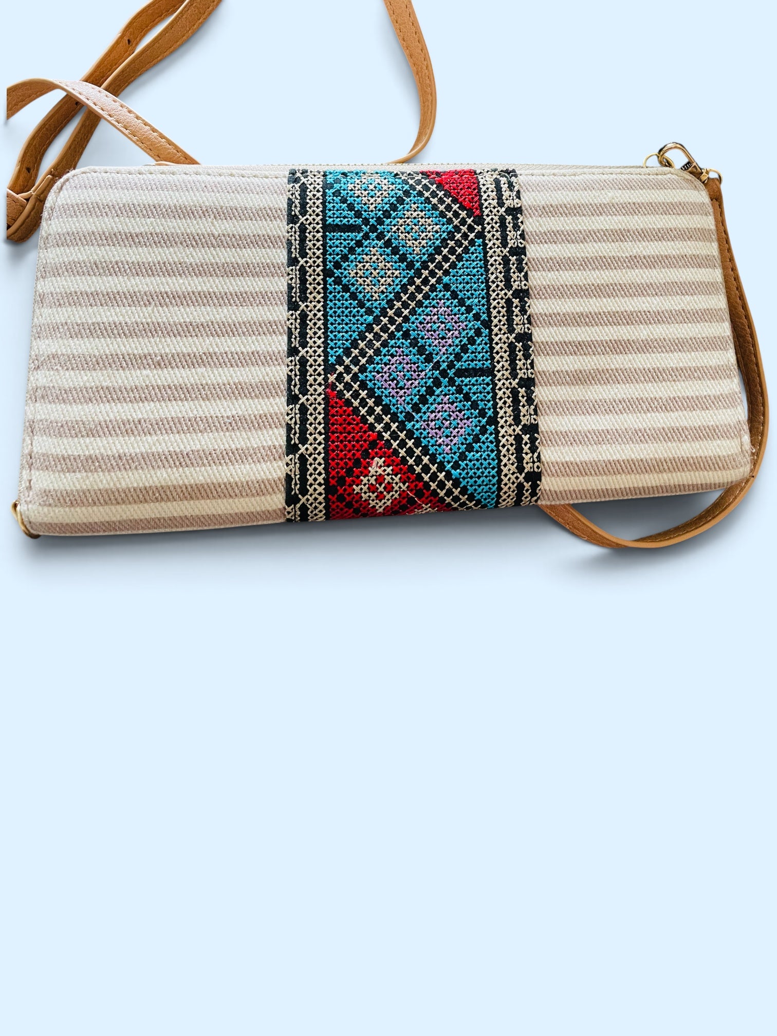 Petite sacoche beige avec broderies / MMS