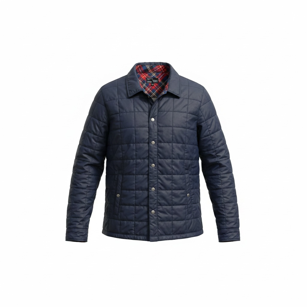 Veste bleue matelassée intérieur à carreaux - Chlorophylle - Taille small