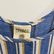 Jumpsuit rayé bleu avec poches et bretelles ajustables- Ananas Banana - taille médium