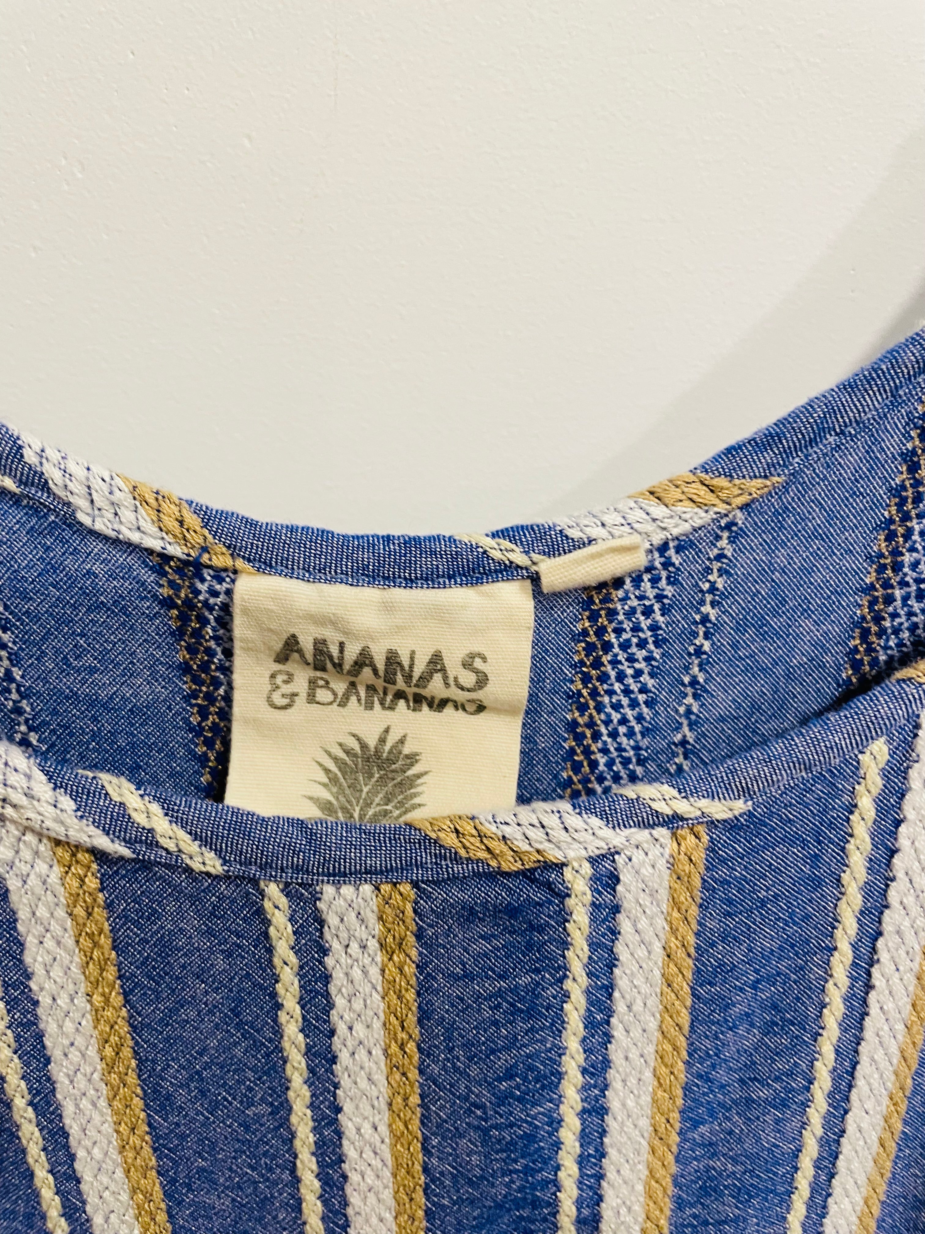 Jumpsuit rayé bleu avec poches et bretelles ajustables- Ananas Banana - taille médium