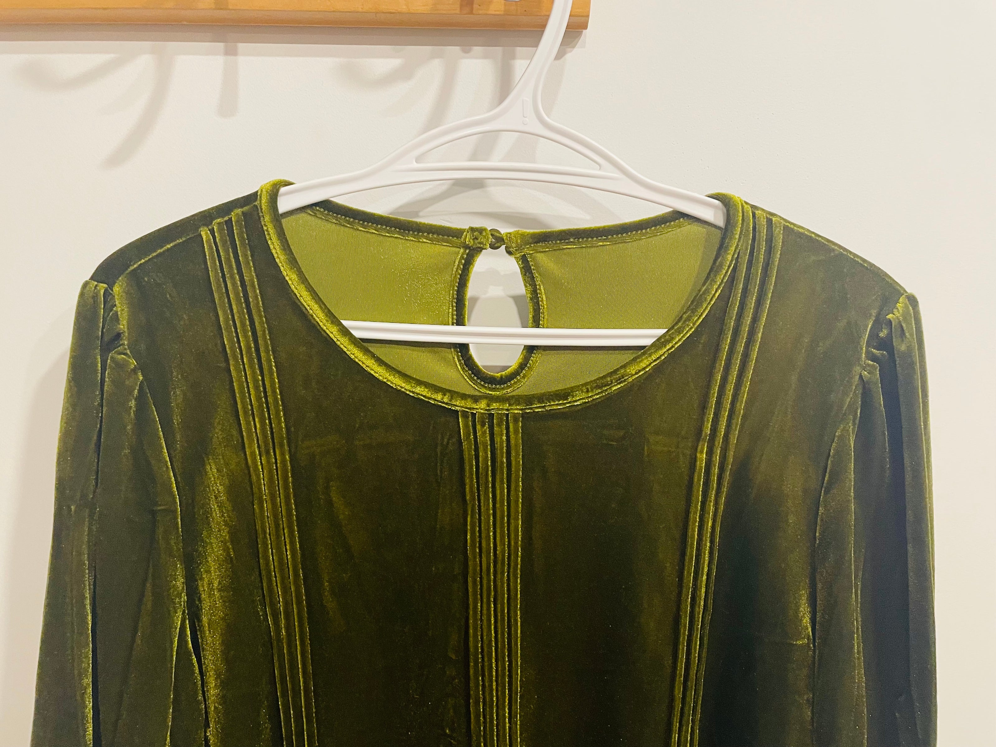 Chandail velours vert manches longues - Taille large