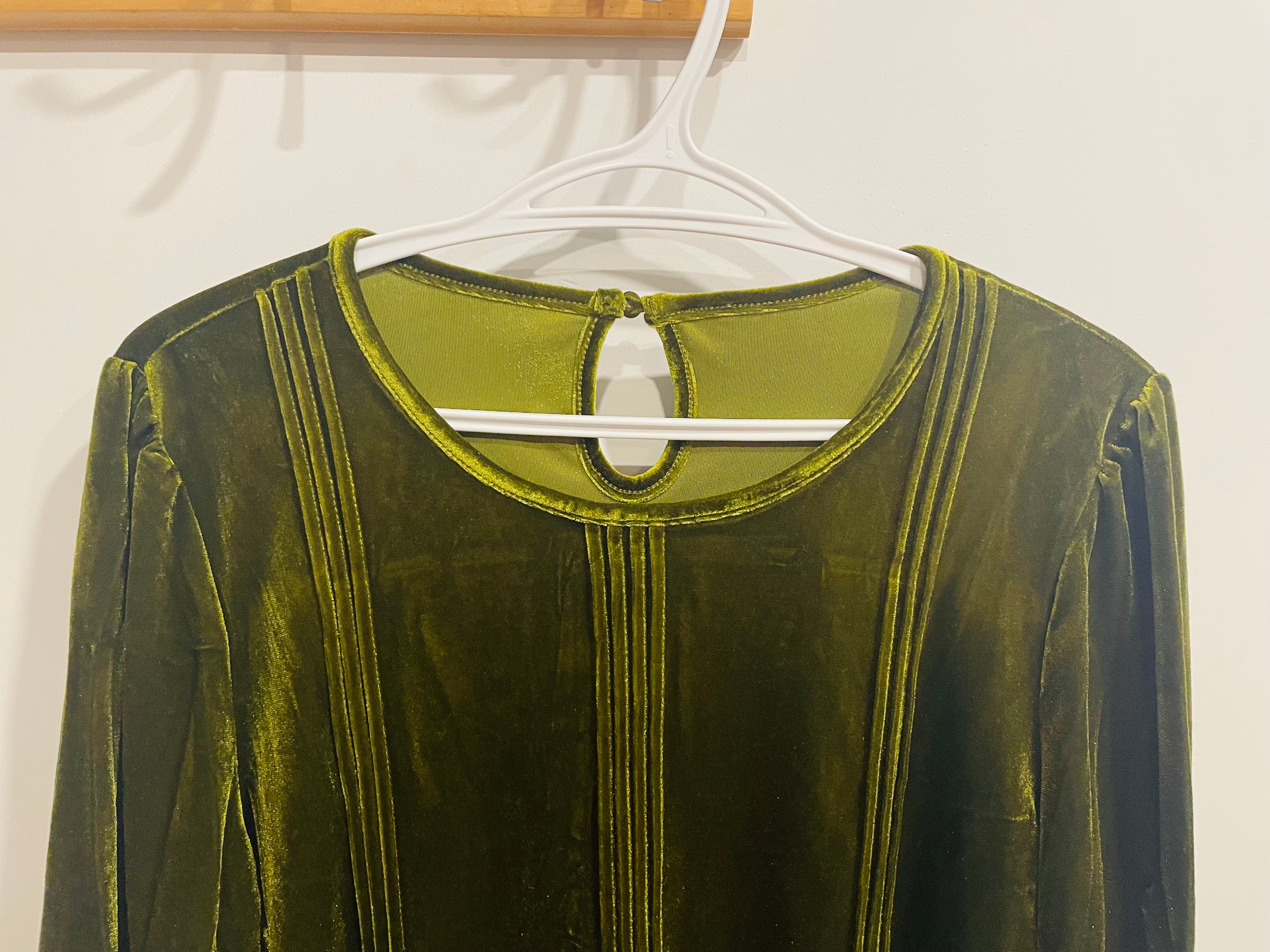 Chandail velours vert manches longues - Taille large