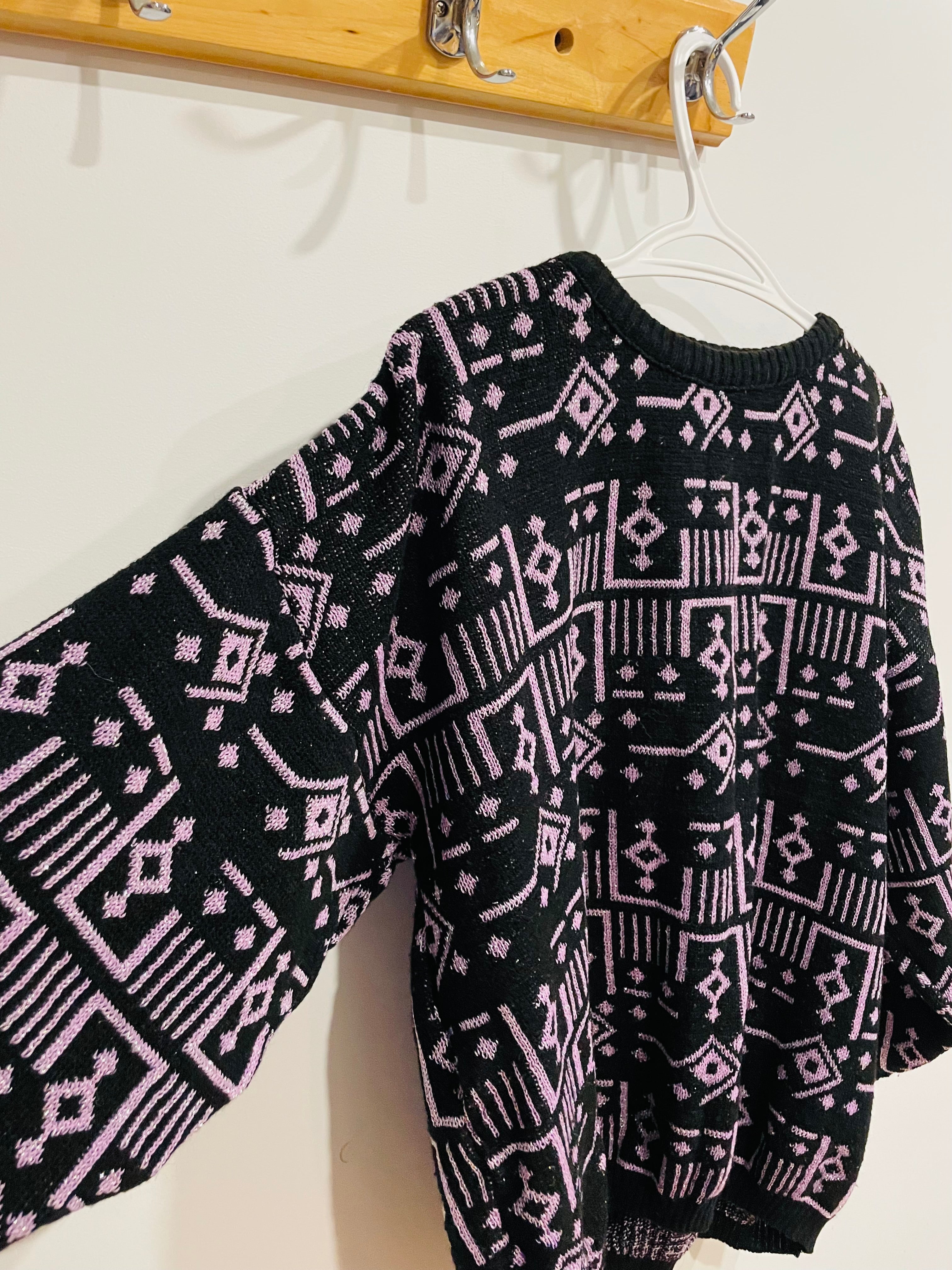 Tricot vintage brillant / manches chauve-souris 3/4 / taille médium ou large