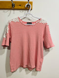 T shirt vintage rayé et manches dentelles / taille médium