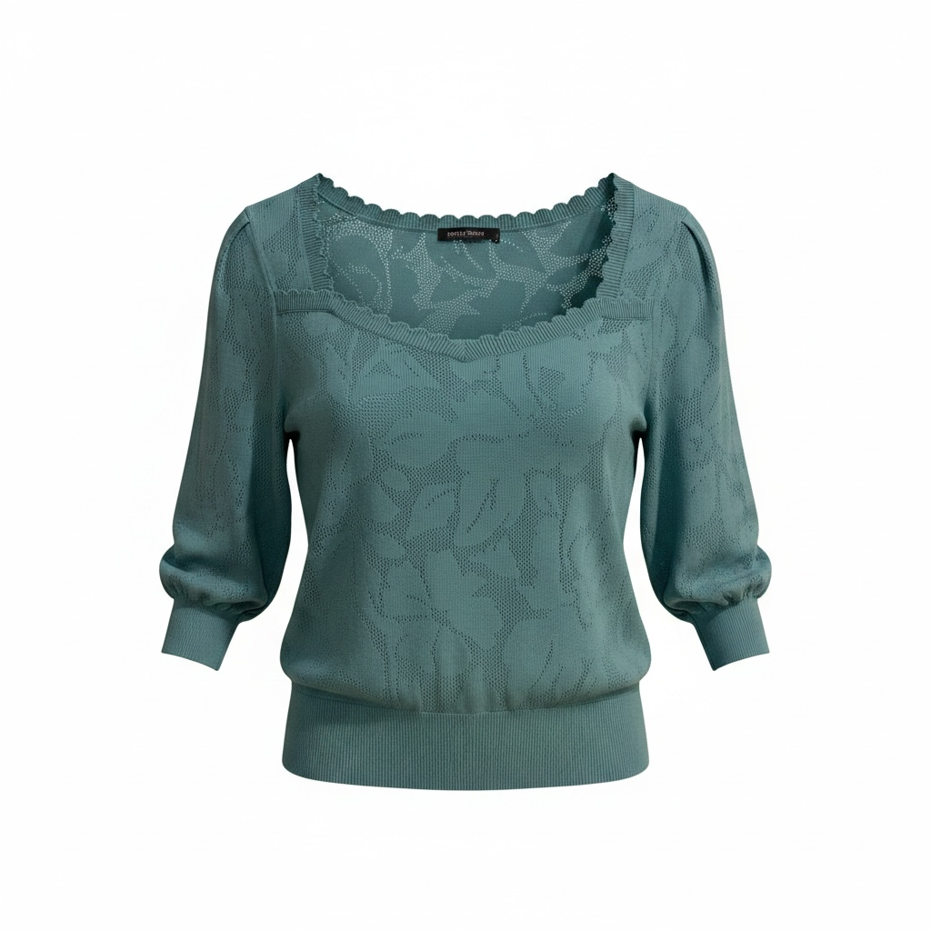 Haut tricot bleu manches courtes / marque inconnue/ taille Small