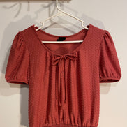 Chandail manches courtes rose texturé picots - W5 - Taille Small