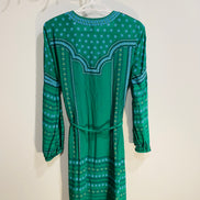 Robe verte avec fleurs et motifs bleus / BCBG MAXAZRIA / Taille XS
