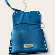 Petit sac cuir noir et broderies florales / Topten