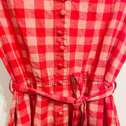 Robe courte vichy rouge San Francisco - carreaux - ceinture nouée - style rétro été - Taille : small
