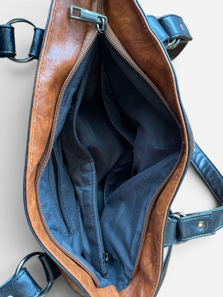 Sac cuir brun et noir / Bloom&co