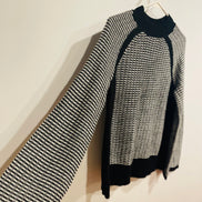 Chandail tricot manches longues noire et blanc - Liz Clairborne - Taille Medium