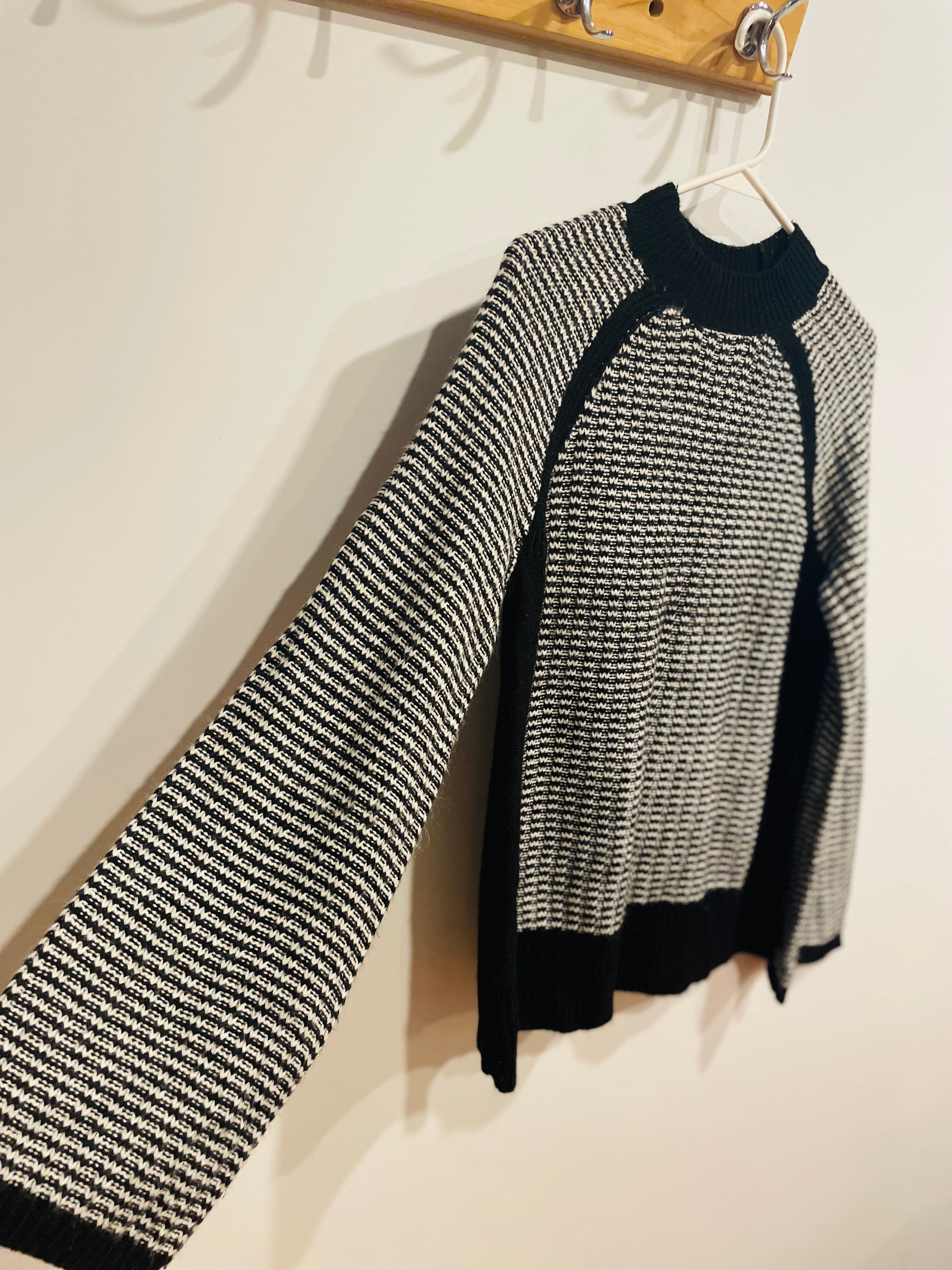 Chandail tricot manches longues noire et blanc - Liz Clairborne - Taille Medium