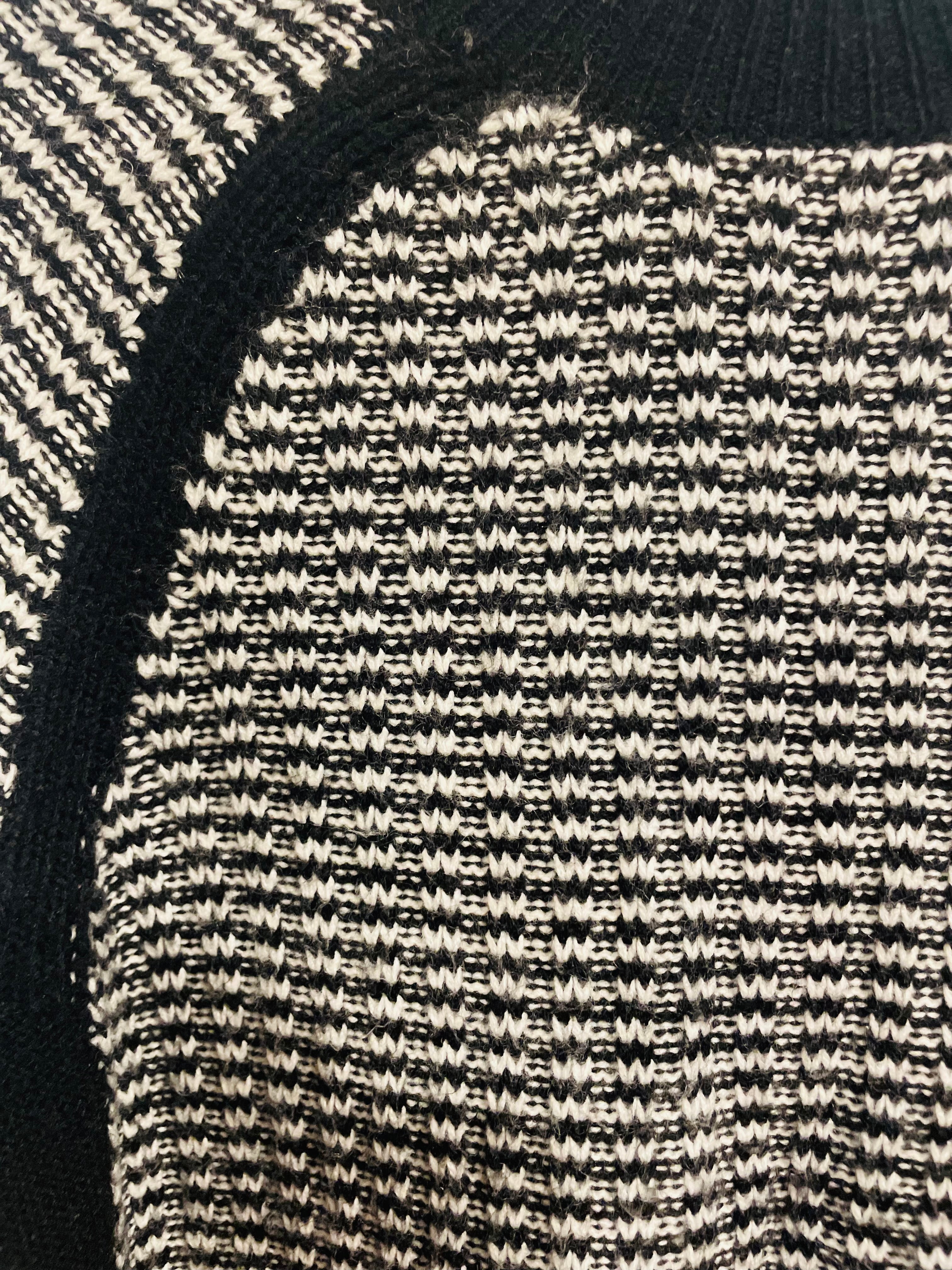 Chandail tricot manches longues noire et blanc - Liz Clairborne - Taille Medium