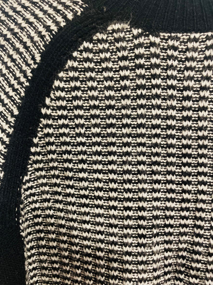 Chandail tricot manches longues noire et blanc - Liz Clairborne - Taille Medium