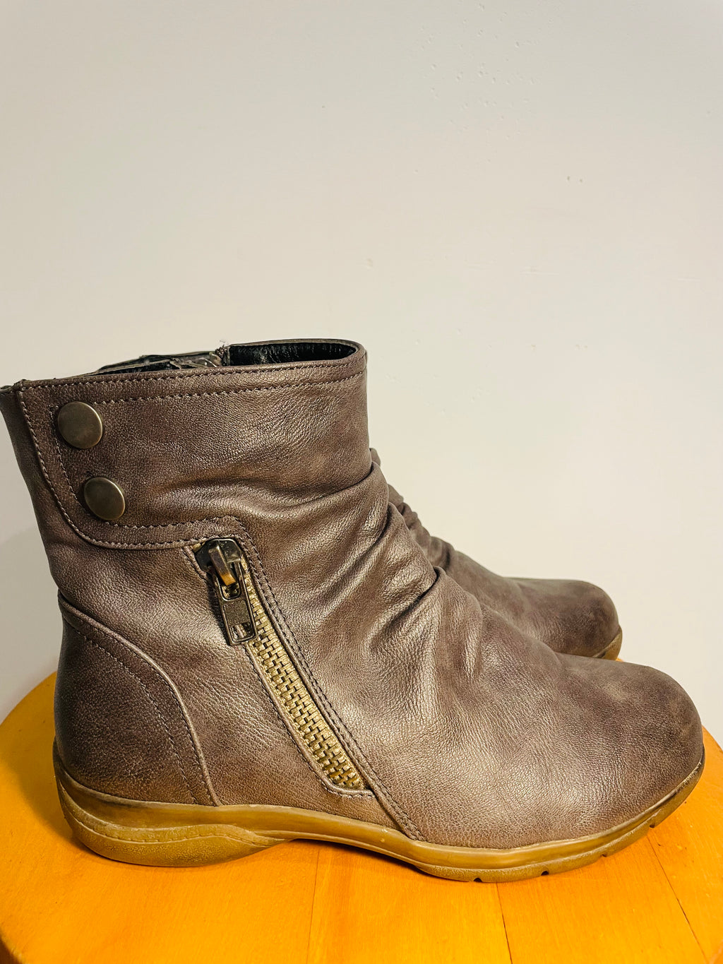 Bottes courtes cuir brun / Perfecto / taille 7 femme