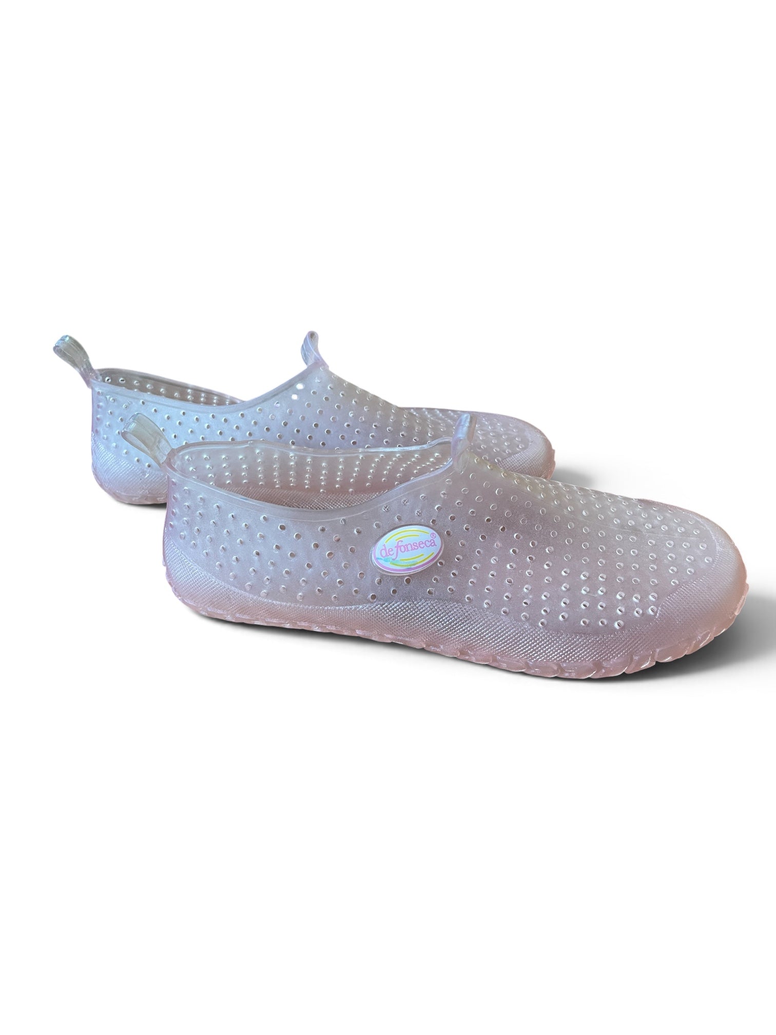 Souliers slip-on en gelée rose pale / vintage / taille 7,5