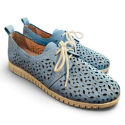 Souliers cuir bleu / Kunitz shoes / taille 7,5