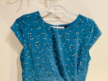 Robe bleue fleurie longue / RW&CO / taille 6