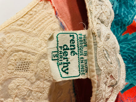Robe fleurie vintage - col dentelle et dos ouvert - Taille Small