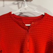 Cardigan rouge, texturé rayé / Grandeur Small à Medium