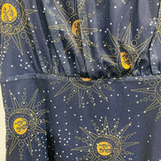 Robe mesh bleu marine imprimé céleste - Cider - manches bouffantes - style cottagecore mystique - Taille XLarge
