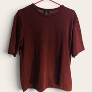 T-shirt texturé bourgogne coupe carrée / H&M / taille Small