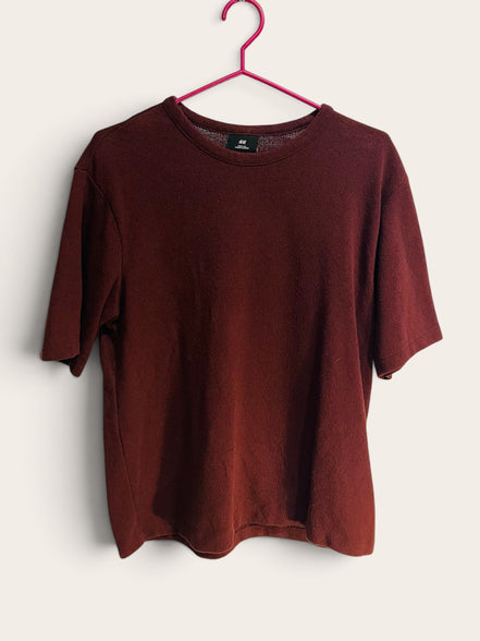 T-shirt texturé bourgogne coupe carrée / H&M / taille Small