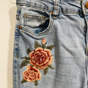 Jeans skinny taille haute broderies florales - Streetwear society - Taille 7