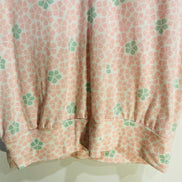 Chandail manches courtes, fleurs roses et vertes / Vintage / Talle XL