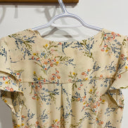 Robe florale crème Monteaux - boutons aspect bois - manches volants - Taille Small