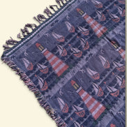 Couverture vintage tissée / phares et voiliers