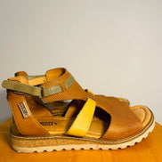 Sandales cuir beige et jaune / Pikolinos / taille 7 femme
