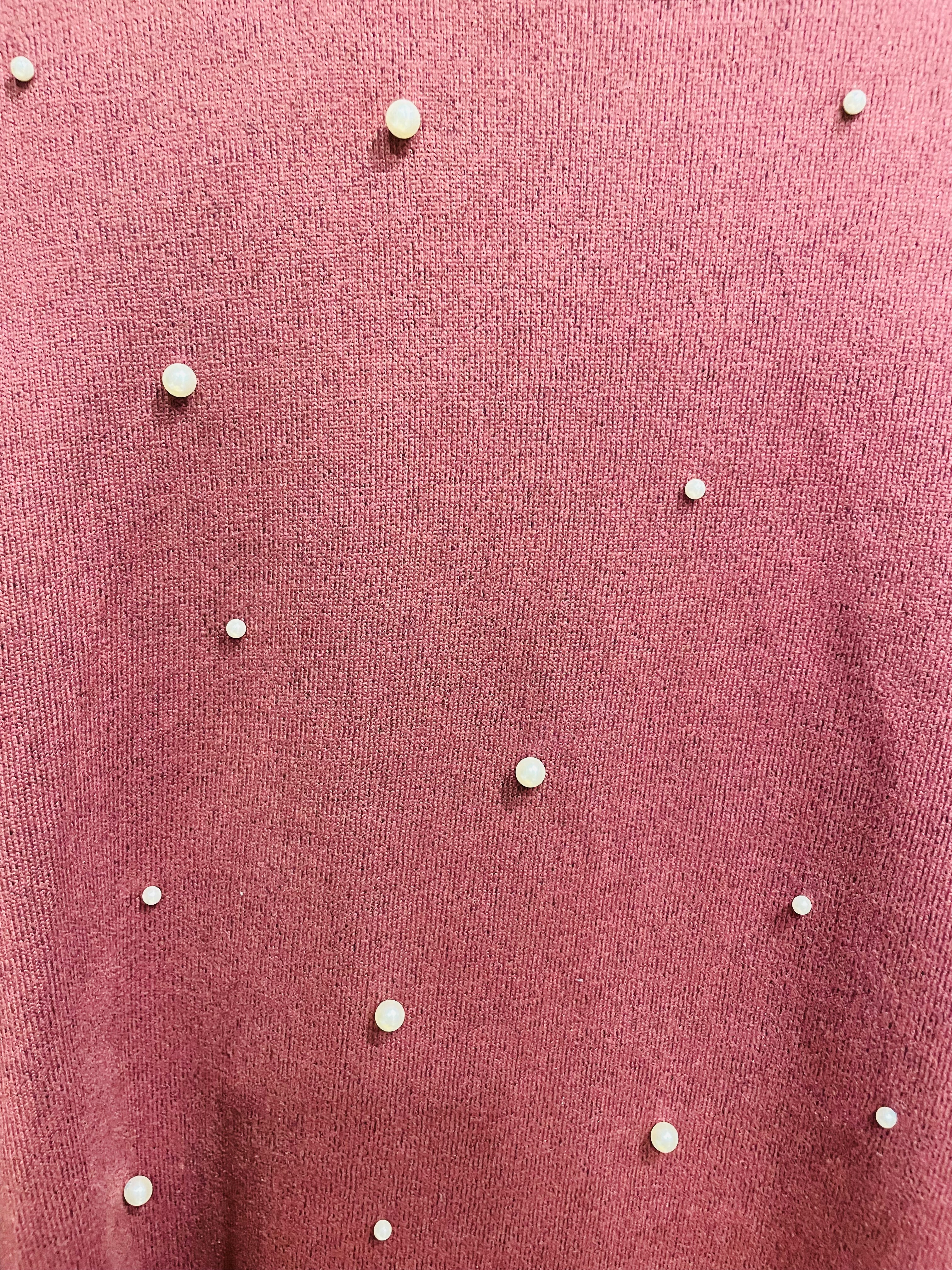 Chandail rose et perles / manches longues / Reitmans / taille Medium